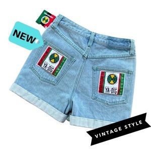 CROSS COLOURS NWT CUFFED DENIM JEAN SHORTS HIP HOP RETRO VINTAGE HI RISE
